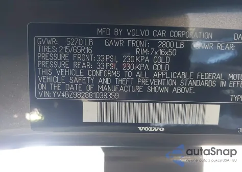 2008 Volvo Xc70 3.2 из США, поврежденный, VIN YV4BZ982881038359